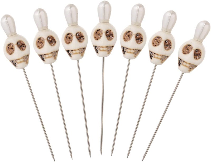 BLESSUME 7pcs Candle Magick Ritual Pins Skull Top (White) - Image 1